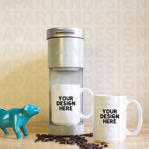 Coffee Mug Mock Up PSD 2 Mug Mock Up With Keurig Machine Styled Mug Photo