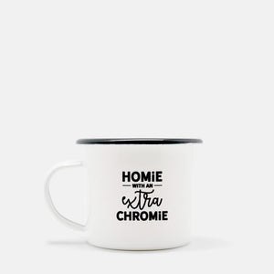 Homie With An Extra Chromie Down Syndrome Awareness and Inclusion Camp Mug 10 oz. (Black Rim)