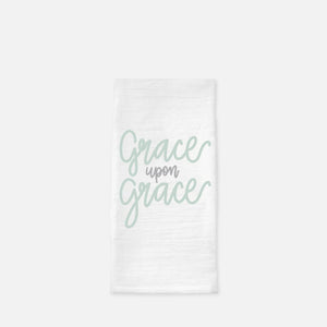 Grace Upon Grace Bible Verse Tea Towel John 1:16 Kitchen Towel Flour Sack