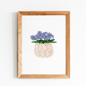 Purple African Violet Houseplant Plant Lover Wall Art Downloadable Printable Gift