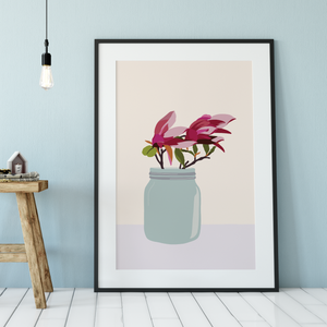 Mason Jar Magnolias Downloadable Printable Floral Wall Art
