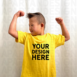 Kids TShirt Mock Up Bundle Down Syndrome Model Mock Up Yellow