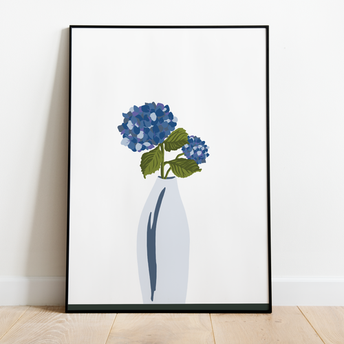 Periwinkle Purple and Blue Hydrangea Vase Plant Lover Wall Art Downloadable Printable Gift