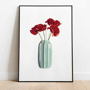 Red Poppies Botanical Downloadable Floral Printable Wall Art