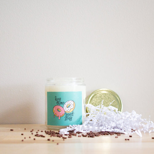 Hey There Sweet Stuff Donut Message Candle Vanilla Candle Gift