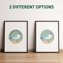 Don't Worry Be Happy Seagull Whimsical Animal Art Downloadable Printable
