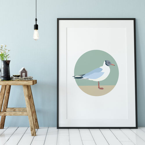 Don't Worry Be Happy Seagull Whimsical Animal Art Downloadable Printable