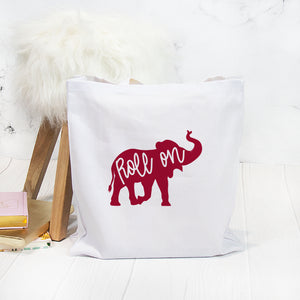Roll On Roll Tide University of Alabama Game Day Canvas Tote Bags Collegiate Gifts For Grads